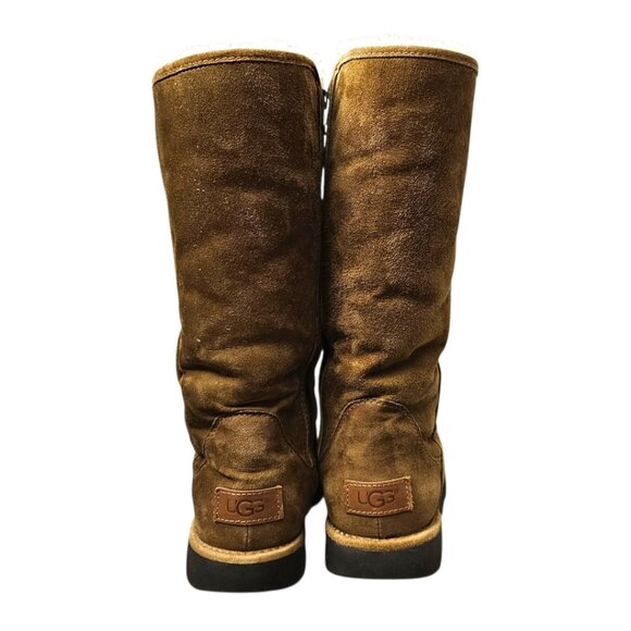 UGG Australia Women's Abree II Tall Suede Shearling Bruno Brown Boots - Picture 4 of 10